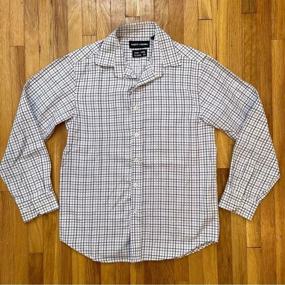 4/$25 Alberto Cardinali Boys Long Sleeve Plaid Check Button Down Shirt Size 8 - Picture 1 of 8